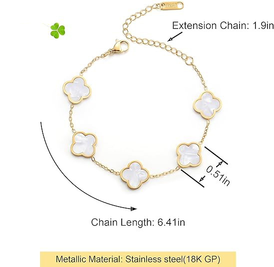 Clover Bracelet/White Shell Bracelet