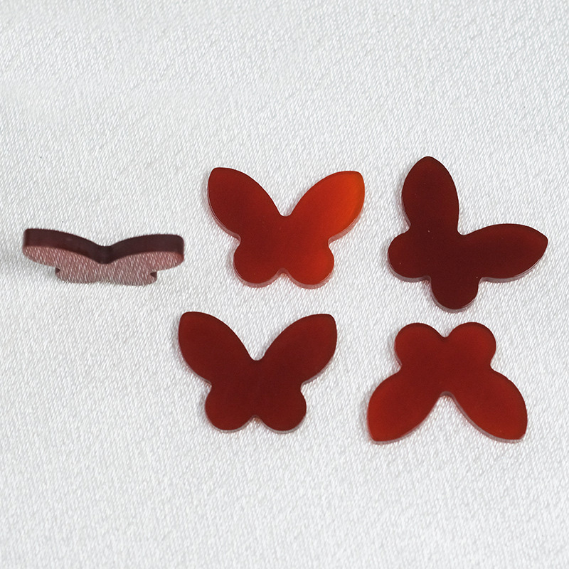 Butterfly Bare Stone Accessories Semi finished Wholesale Double Flat Natural Red Agate and Red Jade Marrow Craft Accessories