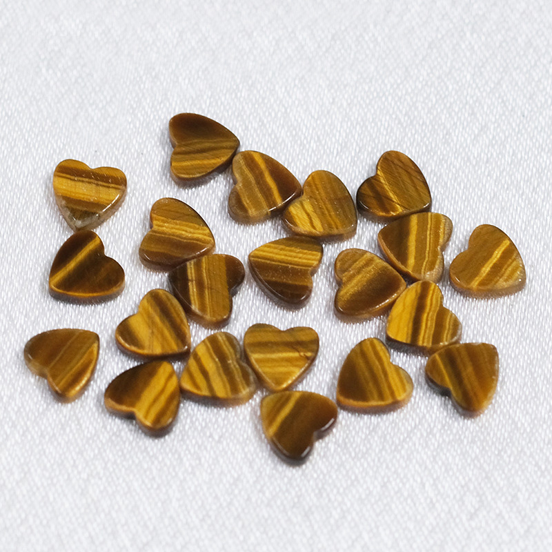 Love peach heart natural tiger eye stone heart-shaped flat bare stone necklace bracelet jewelry DIY accessories