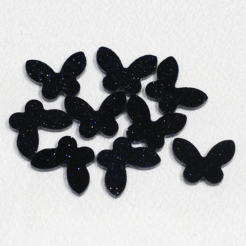Natural Blue Sandstone Starry Sky Blue Butterfly Gemstone Butterfly Bare Stone Necklace Earrings Inlaid Accessories DI