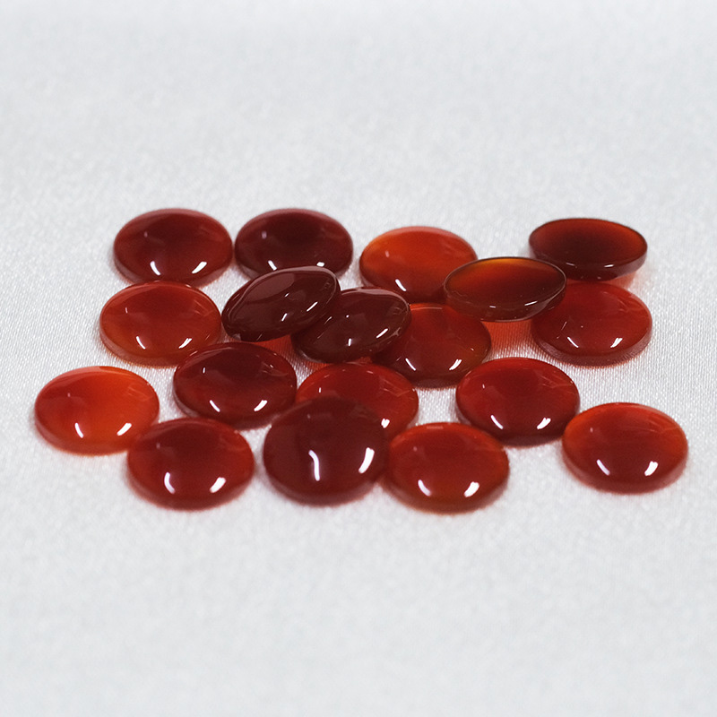 Wholesale of gemstones, curved ring, circular natural red agate, red jadeite, flat bottomed curved semi-circular jewelry