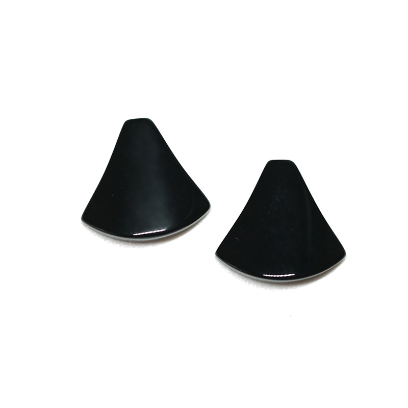 Natural black agate fan-shaped pendant small skirt flat bottomed ring face black chalcedony pendant accessory
