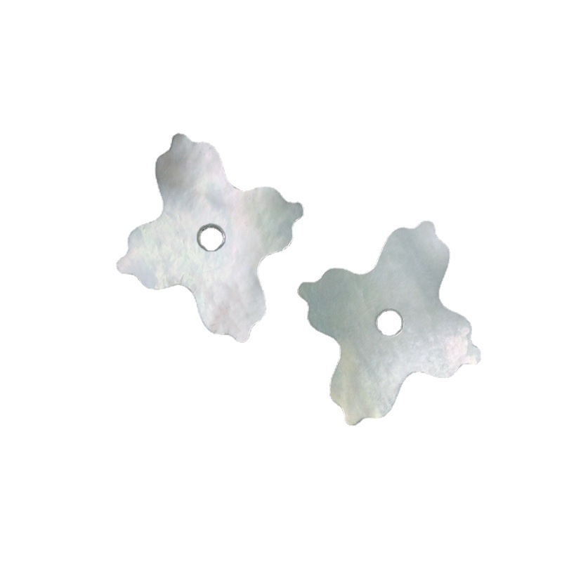 New Natural White Shell Four Leaf Flower Cross Bare Stone Necklace Clavicle Chain DIY Jewelry Accessories Double sided Polishing