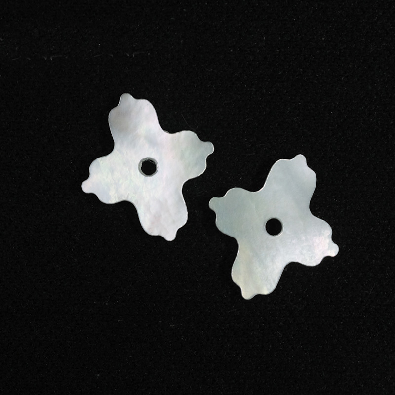 New Natural White Shell Four Leaf Flower Cross Bare Stone Necklace Clavicle Chain DIY Jewelry Accessories Double sided Polishing