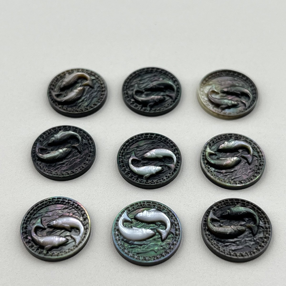 Black Shell Carving of the Twelve Constellations: Pisces