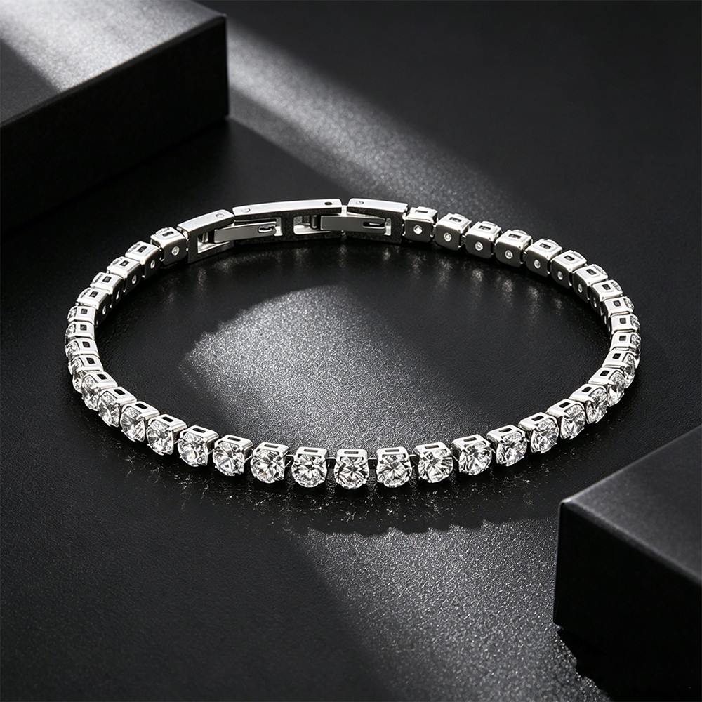 Diamond-studded bracelet (width available: 2, 2.5, 3, 4, 5mm)