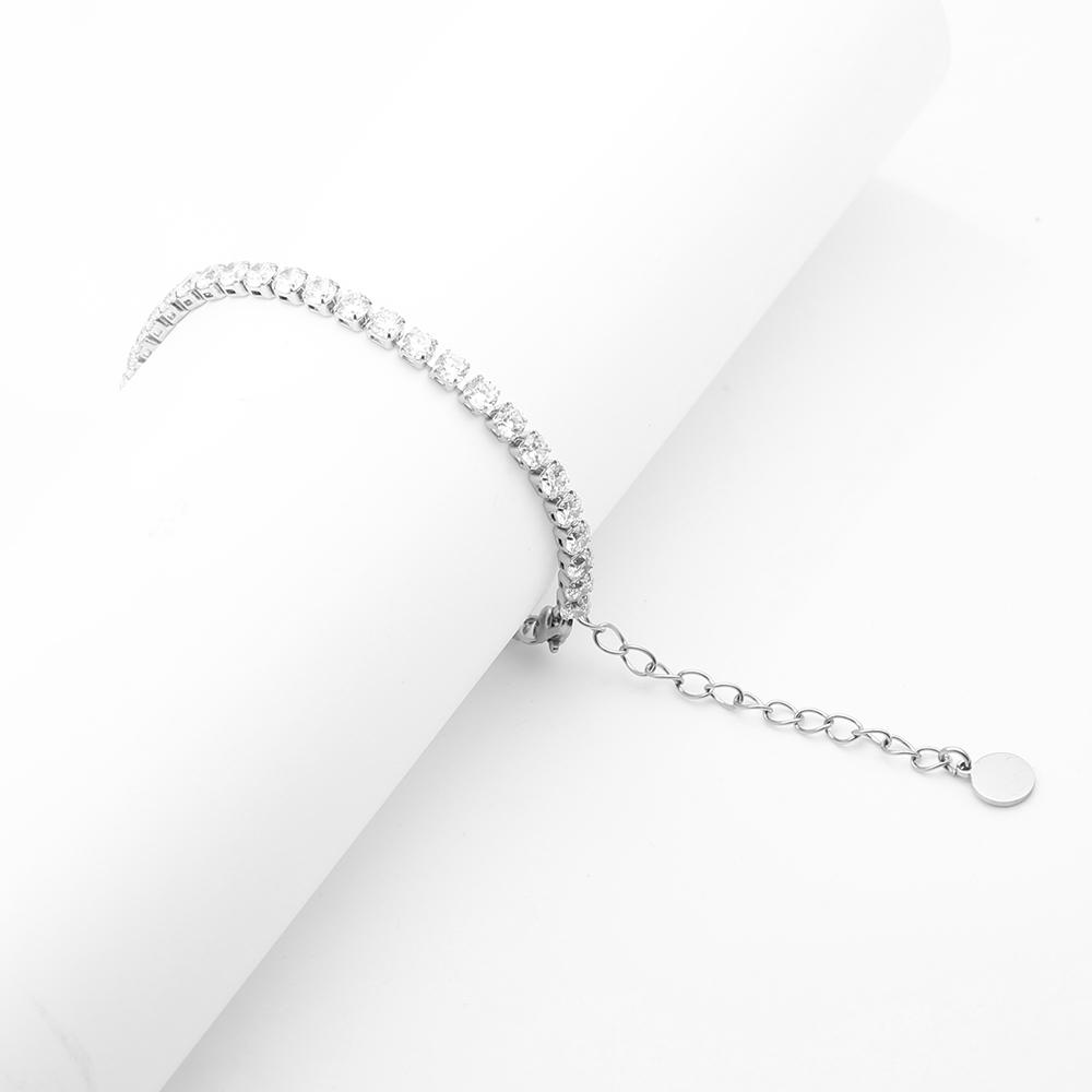 Diamond-Encrusted Bracelet with Lobster Clasp + Chain (Widths: 2, 2.5, 3, 4, 5mm)