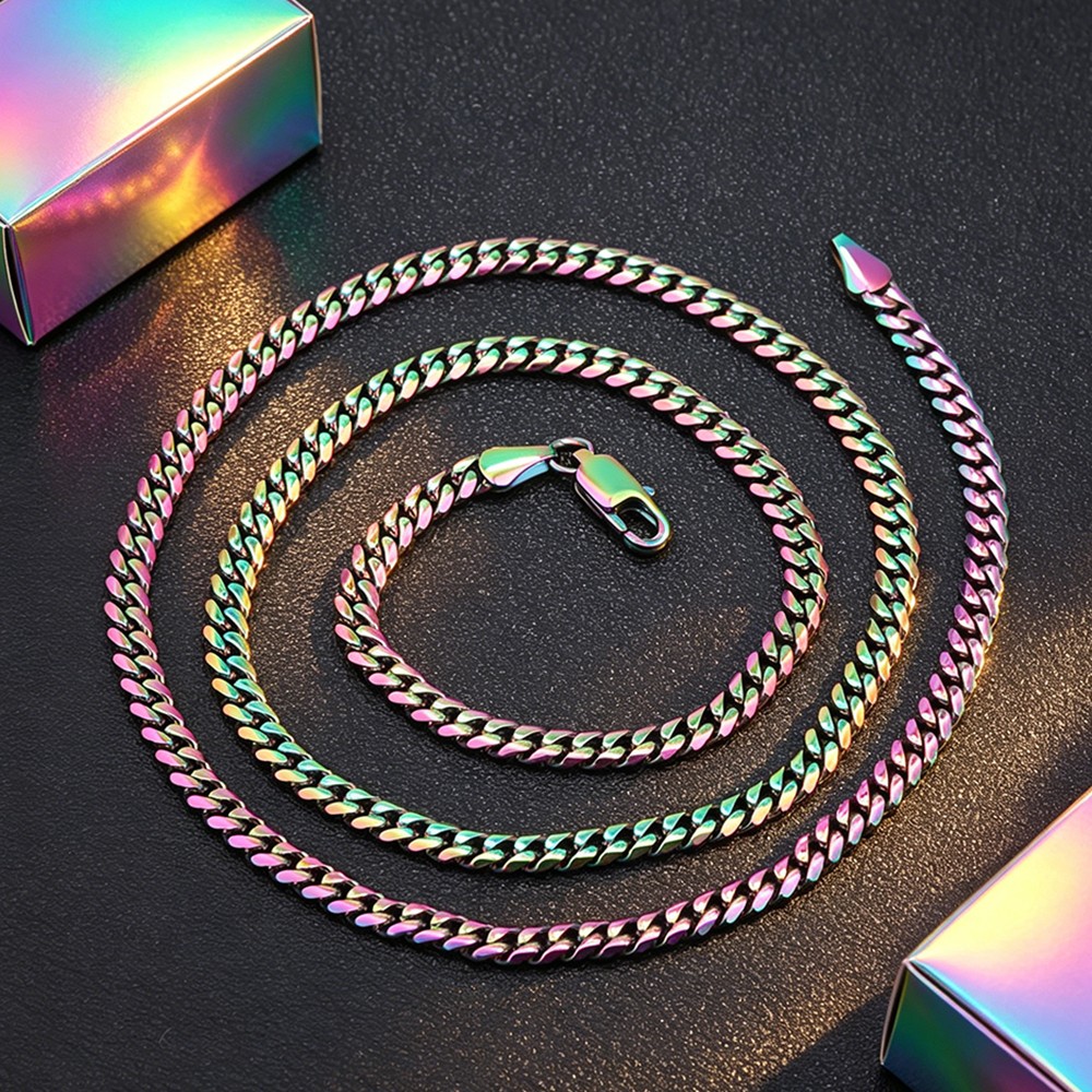 Six-sided polished necklace (width available: 4, 5, 6, 8, 10, 12, 14mm)