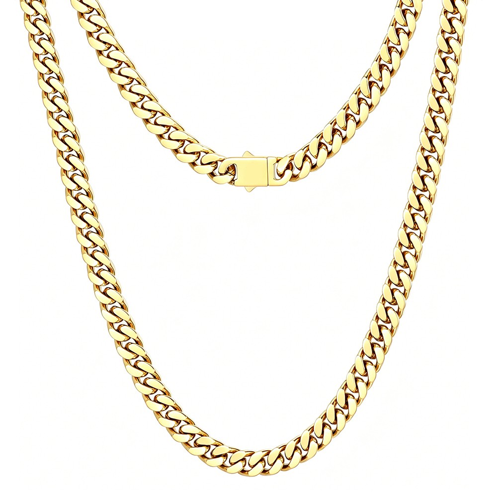 Four-sided polished necklace (custom order) (width available: 5, 7, 9, 11, 14mm)